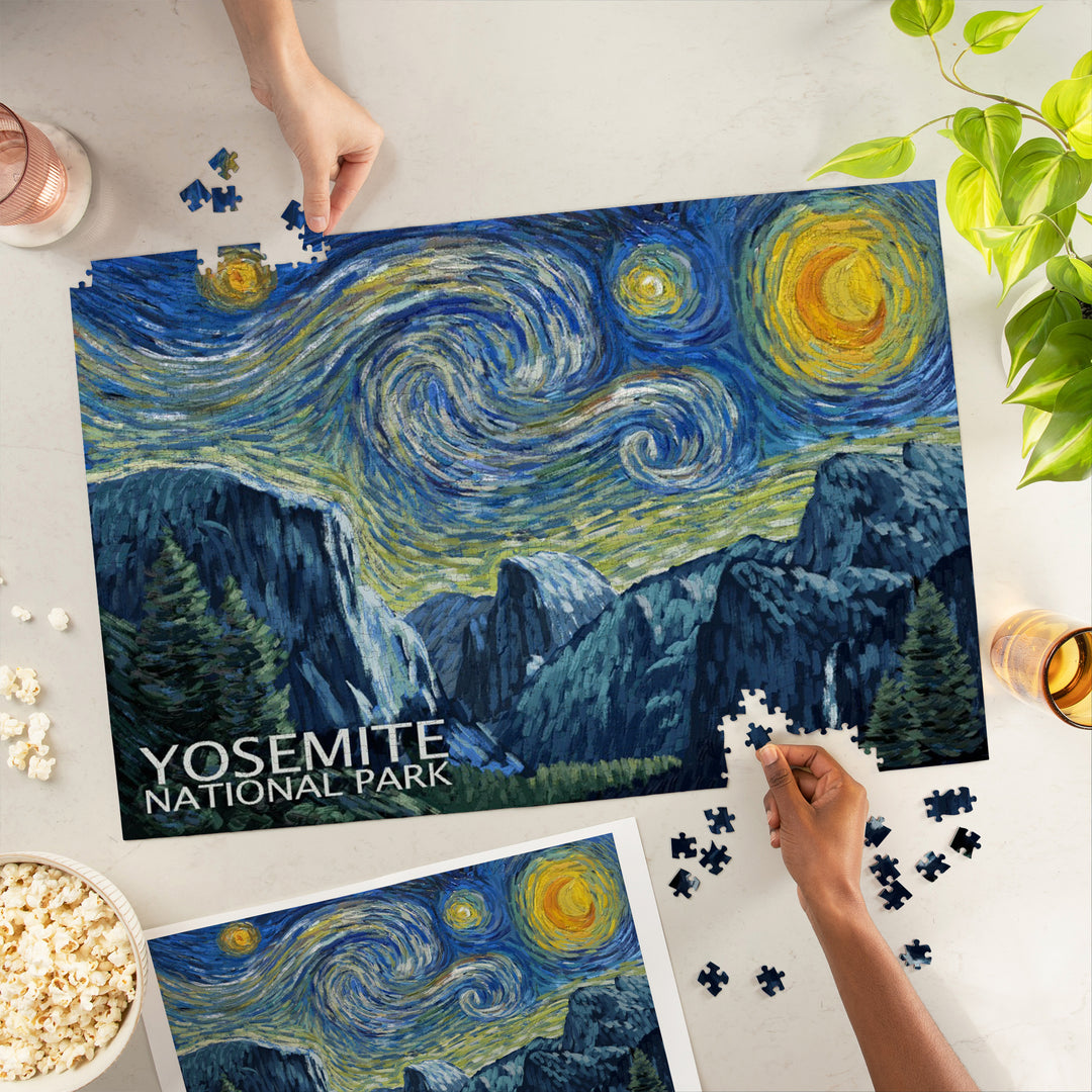 Yosemite National Park, California, Starry Night National Park Series, Jigsaw Puzzle Puzzle Lantern Press 