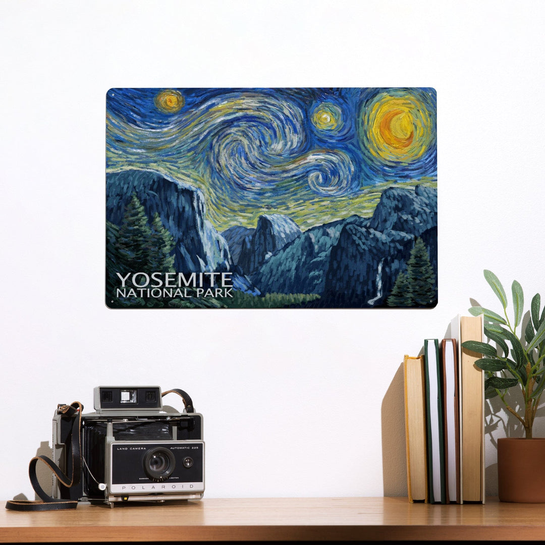 Yosemite National Park, California, Starry Night National Park Series, Metal Signs Metal Lantern Press 