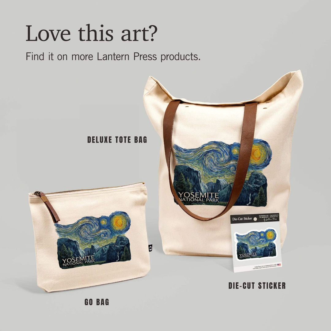 Yosemite National Park, California, Starry Night National Park Series,, Organic Cotton Zipper Pouch, Go Bag Go Bag Lantern Press 
