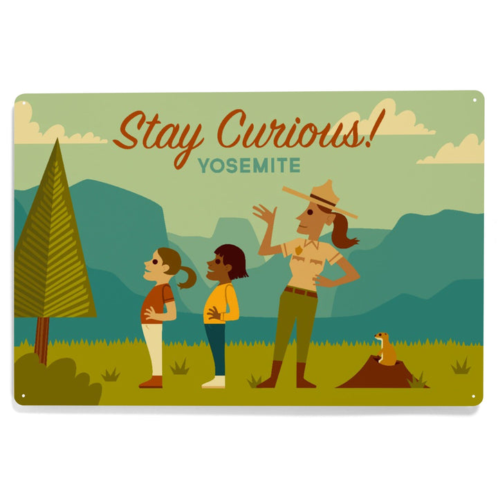 Yosemite National Park, California, Stay Curious, Ranger Scene, Geometric, Metal Signs Metal Lantern Press 