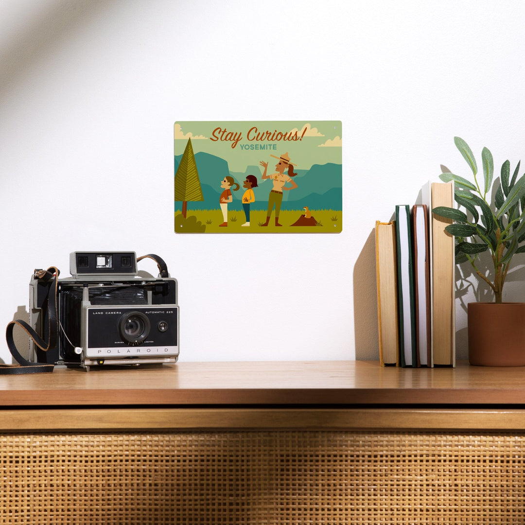 Yosemite National Park, California, Stay Curious, Ranger Scene, Geometric, Metal Signs Metal Lantern Press 