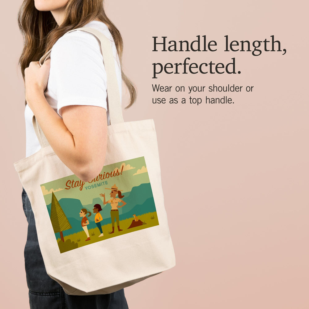 Yosemite National Park, California, Stay Curious, Ranger Scene, Geometric, Tote Bag Totes Lantern Press 