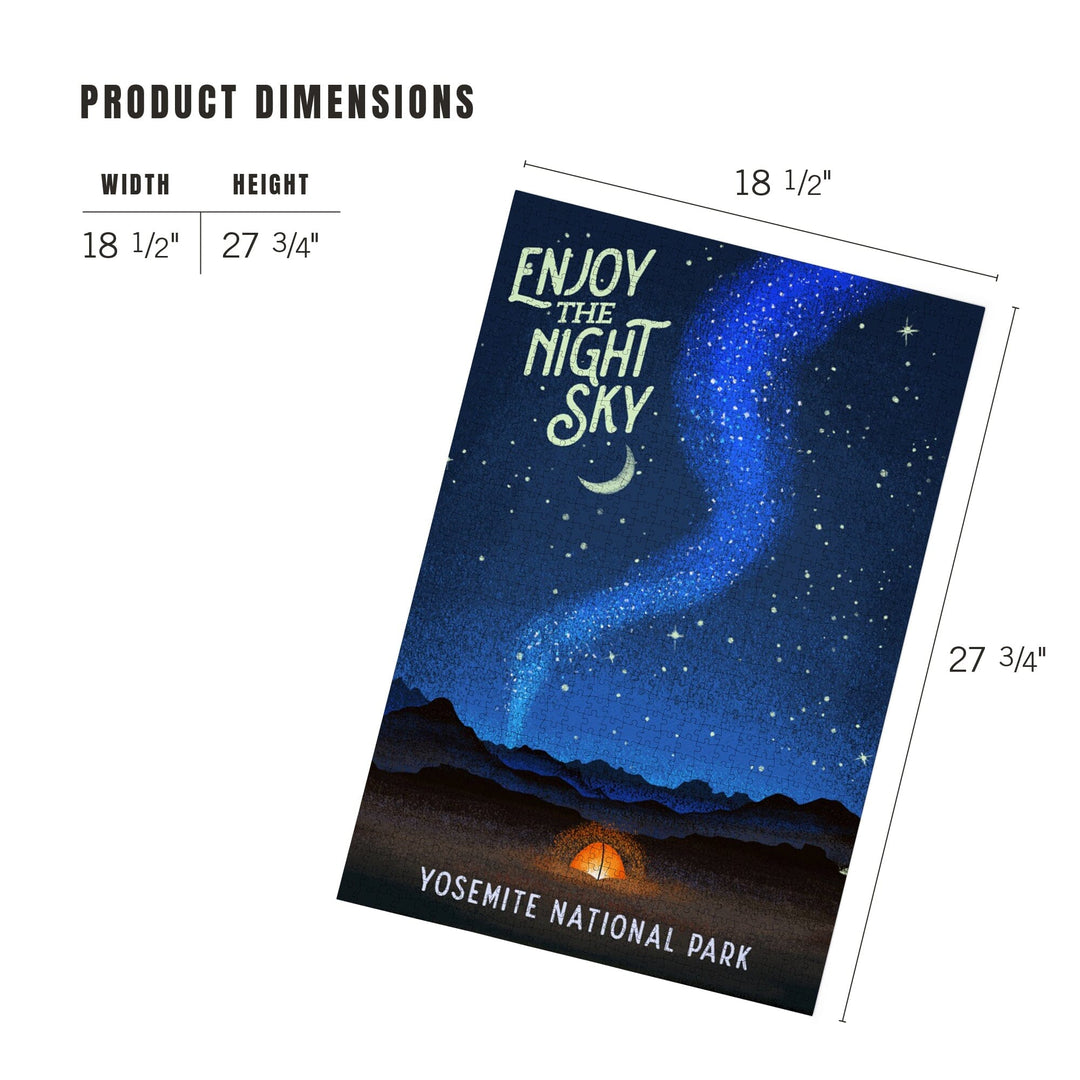 Yosemite National Park, California, Tent and Night Sky, Mid-Century Style, Jigsaw Puzzle Puzzle Lantern Press 