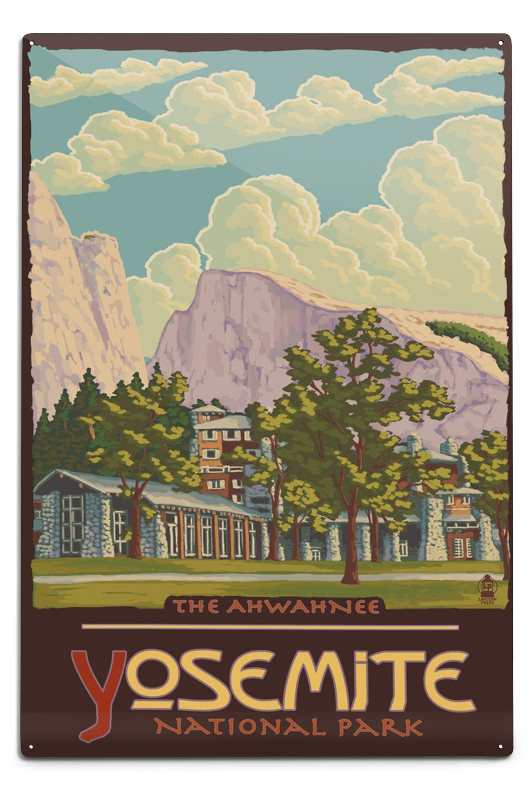 Yosemite National Park, California, The Ahwahnee and El Capitan, Metal Signs Metal Lantern Press 12x18 Metal Sign 