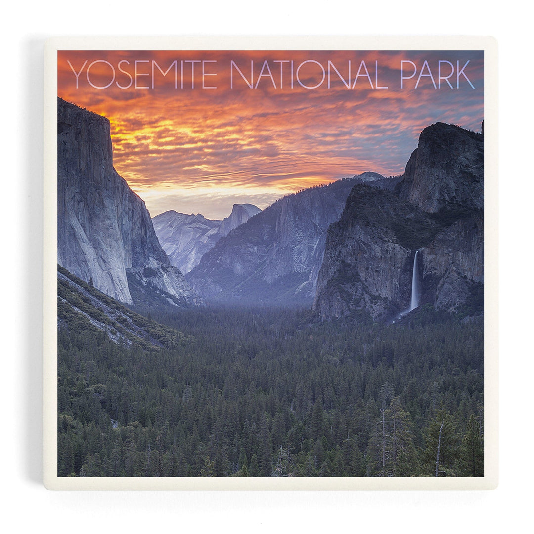 Yosemite National Park, California, Valley at Sunset, Coasters Coasters Lantern Press 