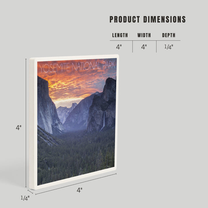Yosemite National Park, California, Valley at Sunset, Coasters Coasters Lantern Press 