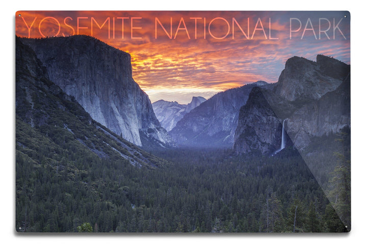 Yosemite National Park, California, Valley at Sunset, Metal Signs Metal Lantern Press 12x18 Metal Sign 