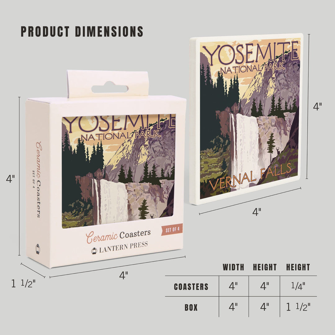 Yosemite National Park, California, Vernal Falls, Coasters Coasters Lantern Press 
