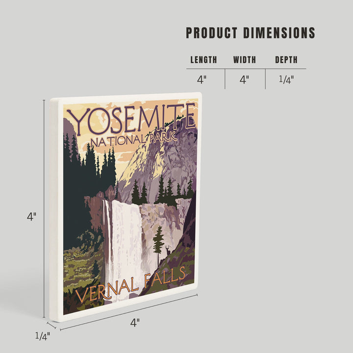Yosemite National Park, California, Vernal Falls, Coasters Coasters Lantern Press 