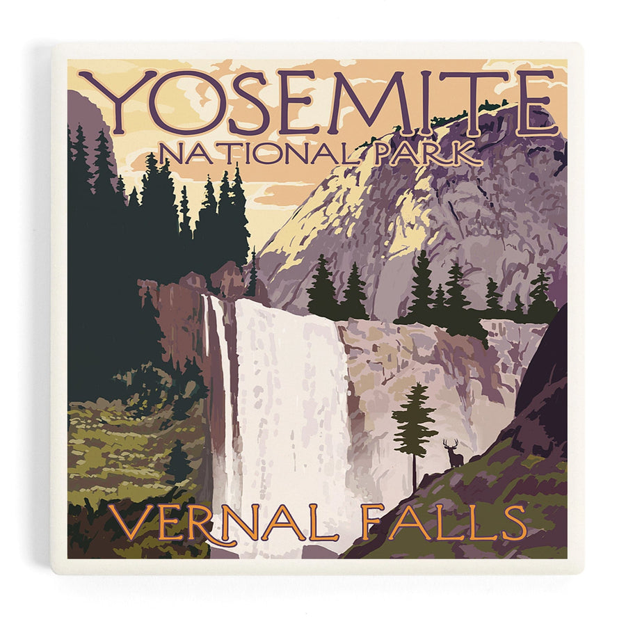 Yosemite National Park, California, Vernal Falls, Coasters Coasters Lantern Press 