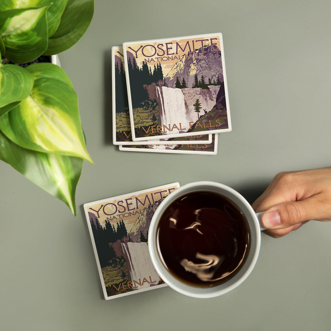 Yosemite National Park, California, Vernal Falls, Coasters Coasters Lantern Press 