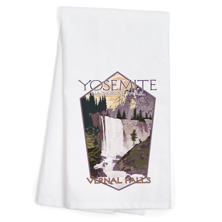 Yosemite National Park, California, Vernal Falls, Contour, Organic Cotton Kitchen Tea Towels Kitchen Lantern Press 