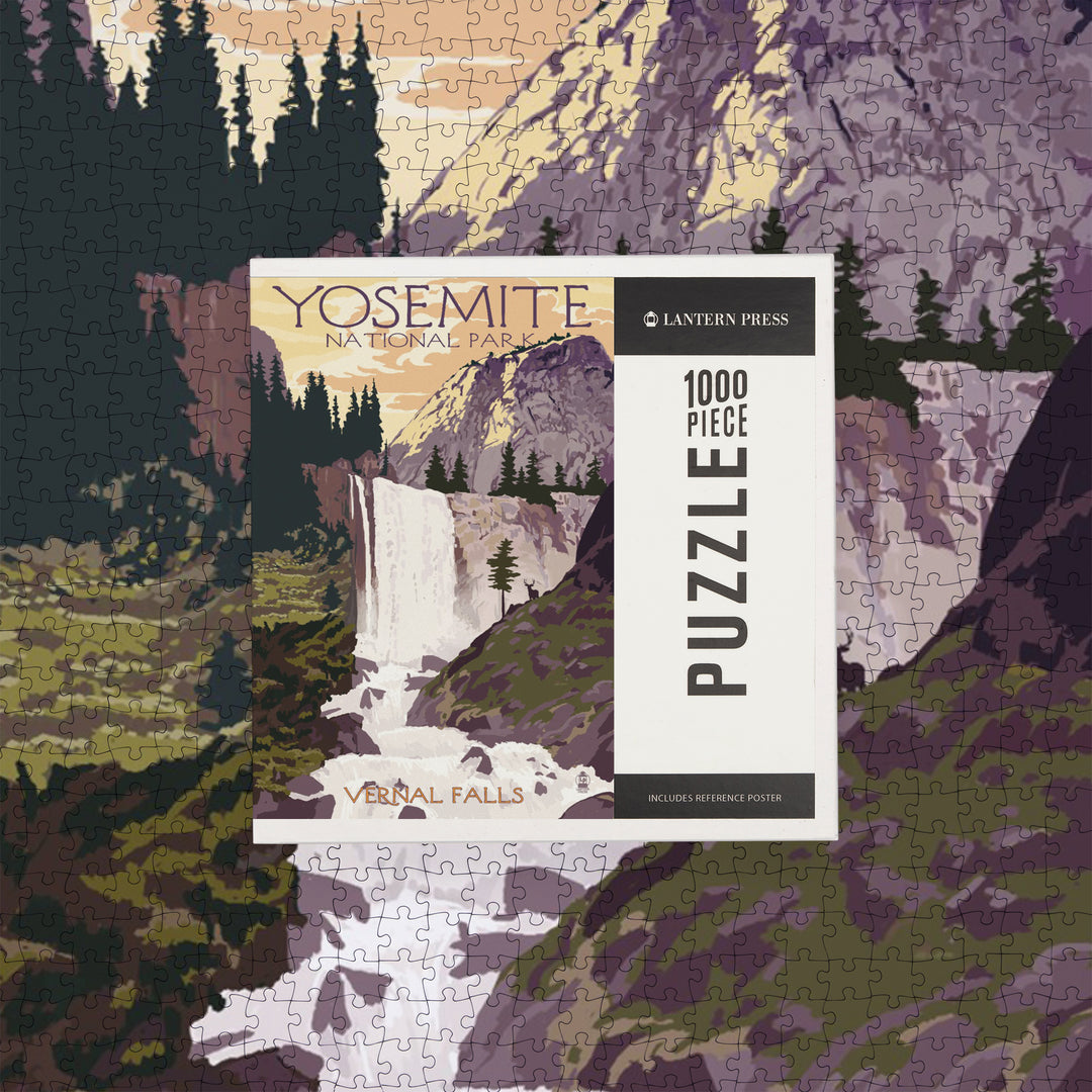 Yosemite National Park, California, Vernal Falls, Jigsaw Puzzle Puzzle Lantern Press 