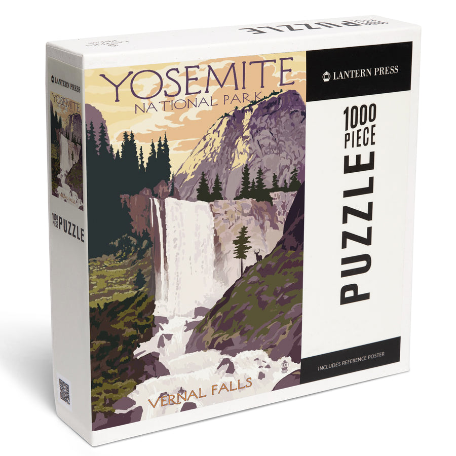 Yosemite National Park, California, Vernal Falls, Jigsaw Puzzle Puzzle Lantern Press 