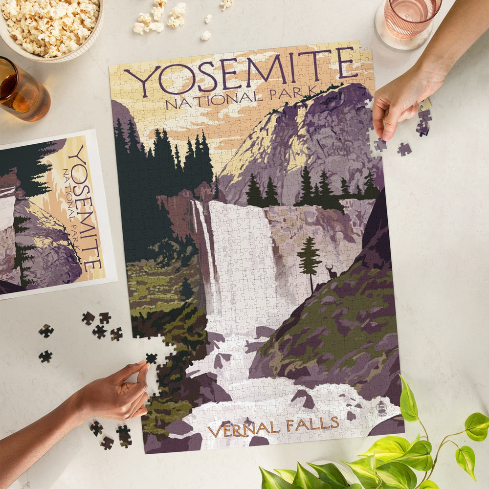 Yosemite National Park, California, Vernal Falls, Jigsaw Puzzle Puzzle Lantern Press 