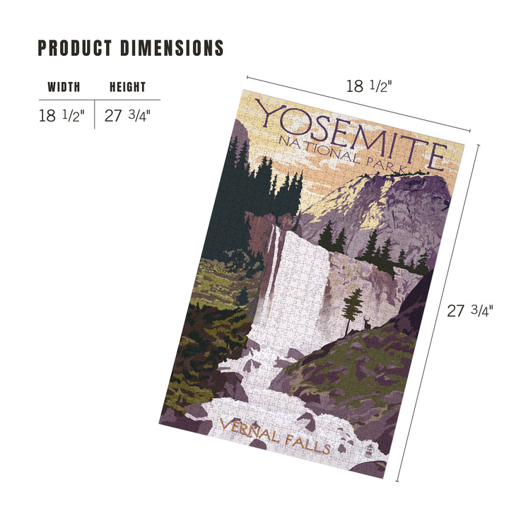 Yosemite National Park, California, Vernal Falls, Jigsaw Puzzle Puzzle Lantern Press 