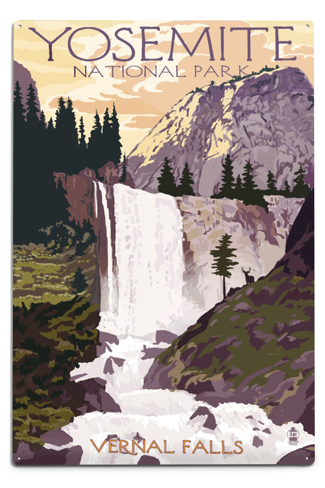 Yosemite National Park, California, Vernal Falls, Metal Signs Metal Lantern Press 12x18 Metal Sign 