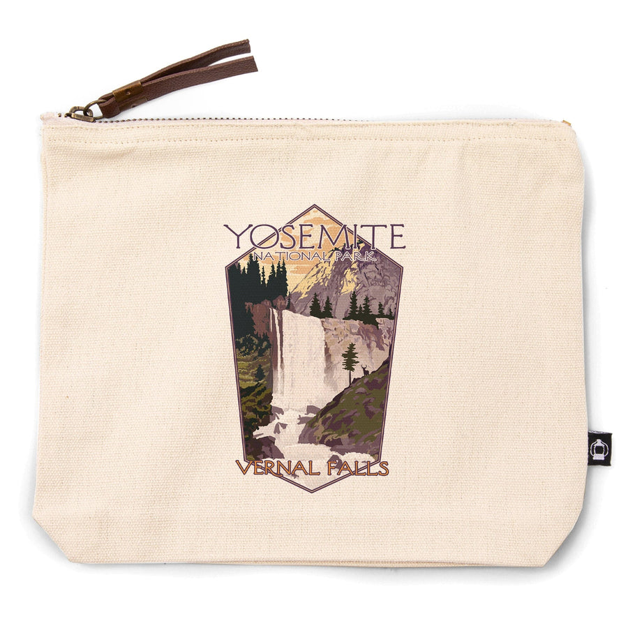 Yosemite National Park, California, Vernal Falls,, Organic Cotton Zipper Pouch, Go Bag Go Bag Lantern Press 