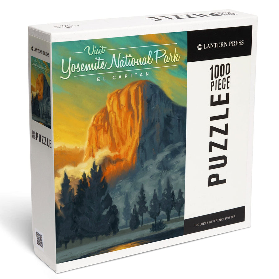 Yosemite National Park, California, Visit El Capitan, Oil Painting, Jigsaw Puzzle Puzzle Lantern Press 