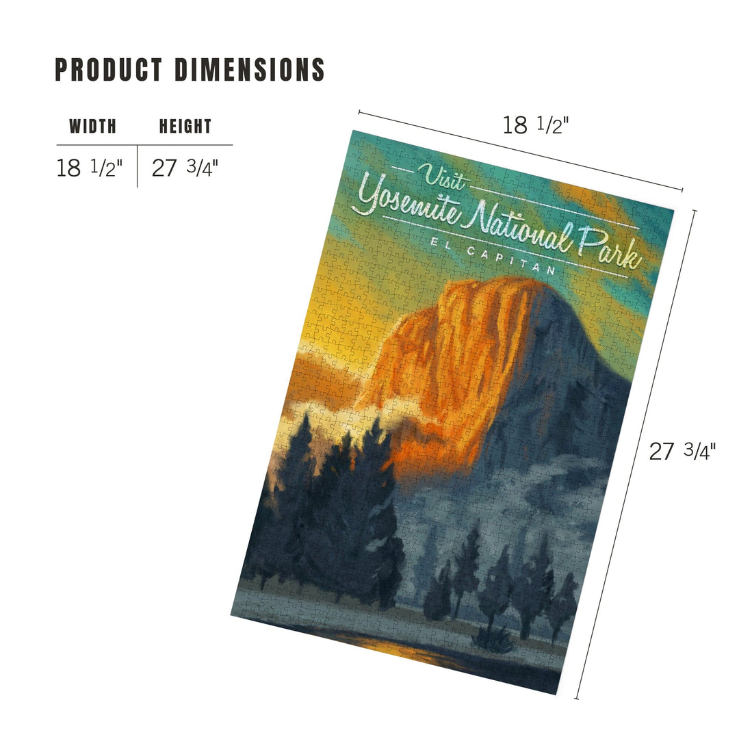 Yosemite National Park, California, Visit El Capitan, Oil Painting, Jigsaw Puzzle Puzzle Lantern Press 