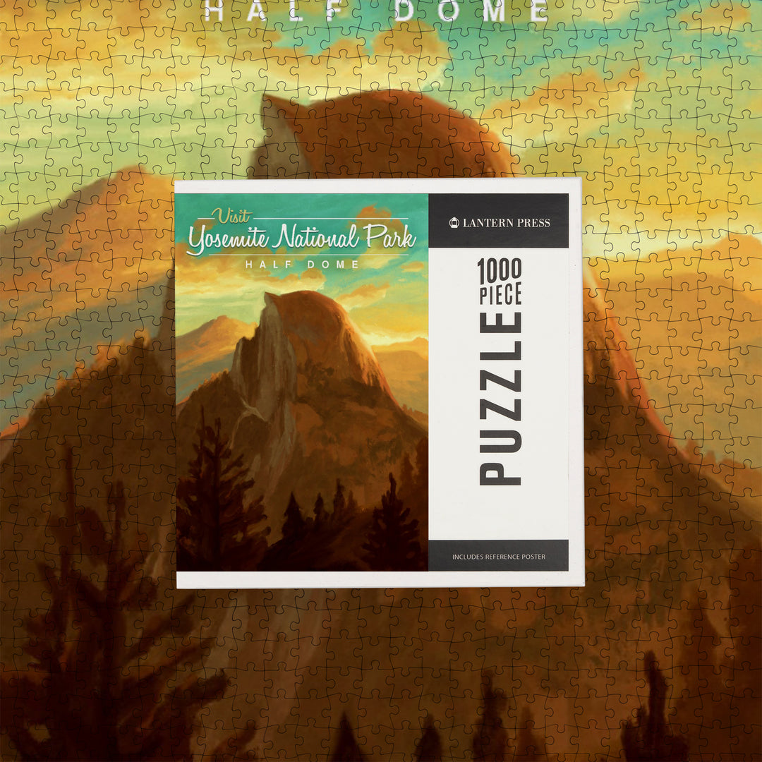 Yosemite National Park, California, Visit Half Dome, Oil Painting, Jigsaw Puzzle Puzzle Lantern Press 