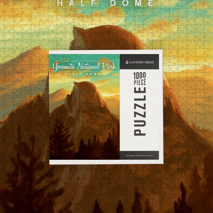 Yosemite National Park, California, Visit Half Dome, Oil Painting, Jigsaw Puzzle Puzzle Lantern Press 