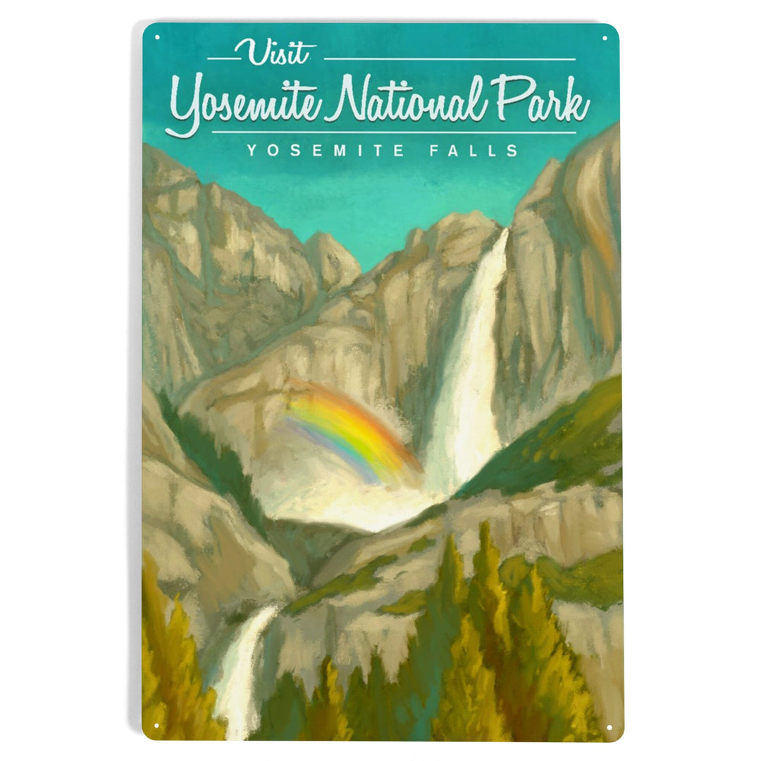 Yosemite National Park, California, Visit Yosemite Falls, Oil Painting, Metal Signs Metal Lantern Press 