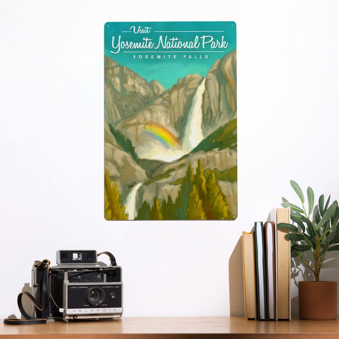 Yosemite National Park, California, Visit Yosemite Falls, Oil Painting, Metal Signs Metal Lantern Press 