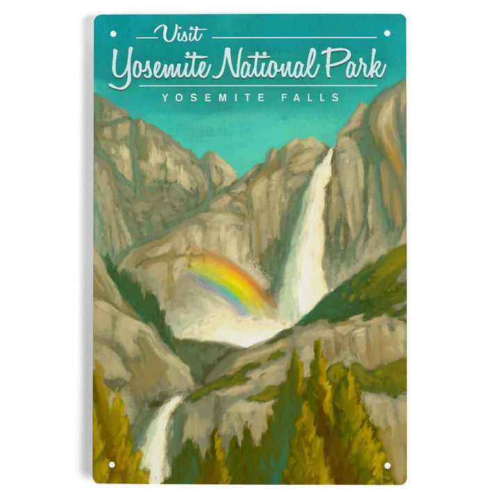 Yosemite National Park, California, Visit Yosemite Falls, Oil Painting, Metal Signs Metal Lantern Press 