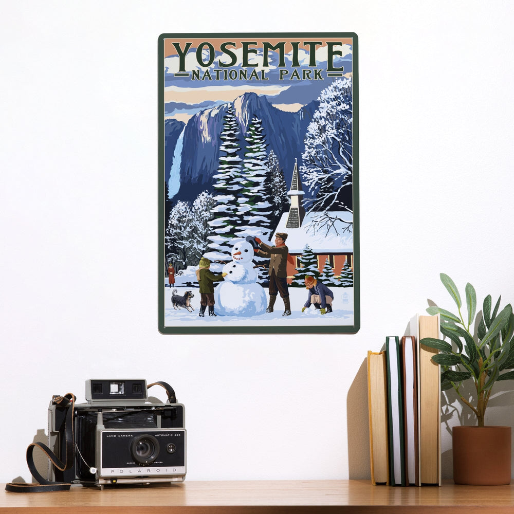 Yosemite National Park, California, Yosemite Chapel and Snowman, Metal Signs Metal Lantern Press 