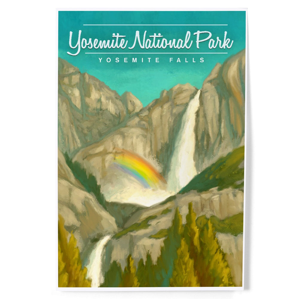 Yosemite National Park, California, Yosemite Falls and Rainbow, Art & Giclee Prints Art Lantern Press 8 x 12 Art Print 