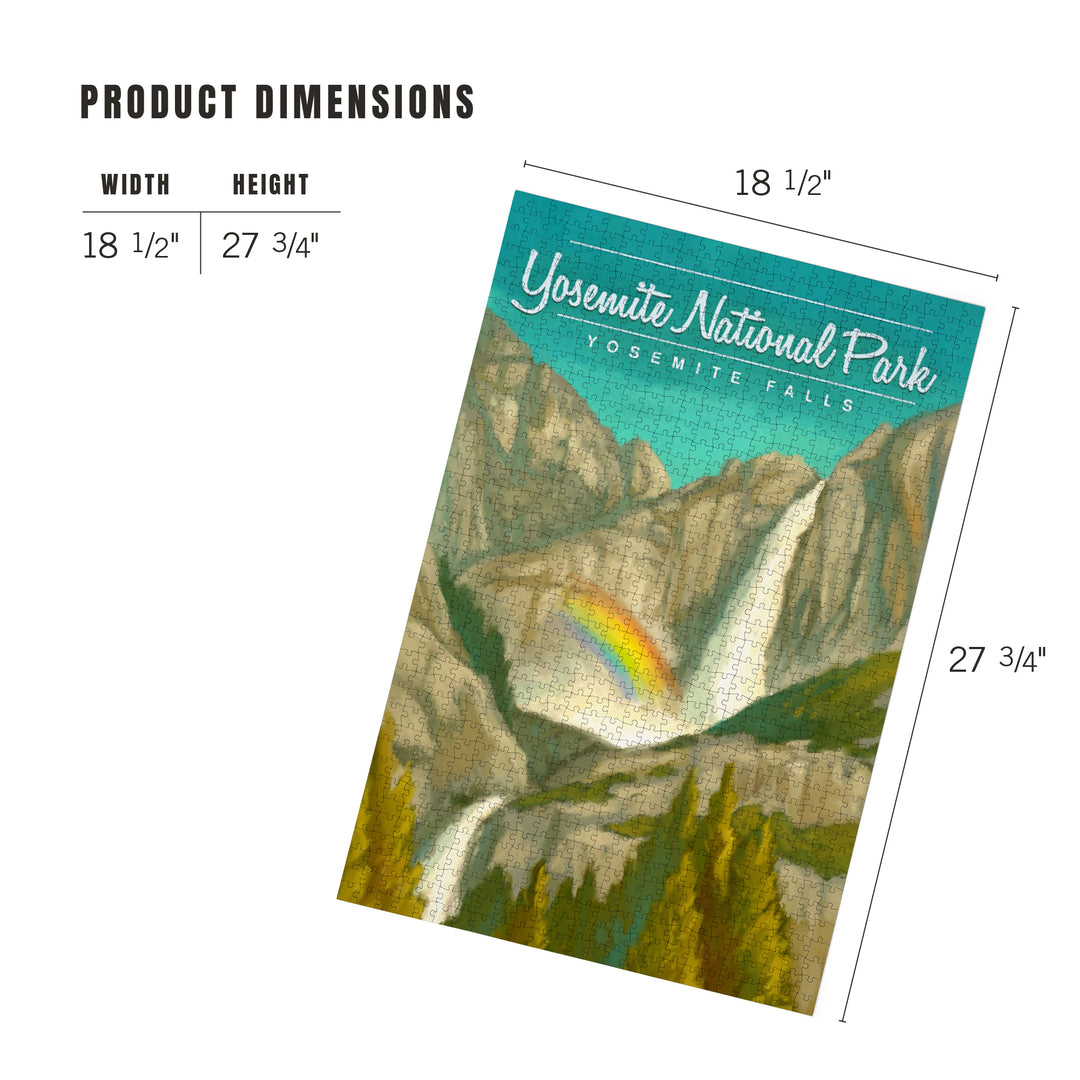 Yosemite National Park, California, Yosemite Falls and Rainbow, Jigsaw Puzzle Puzzle Lantern Press 