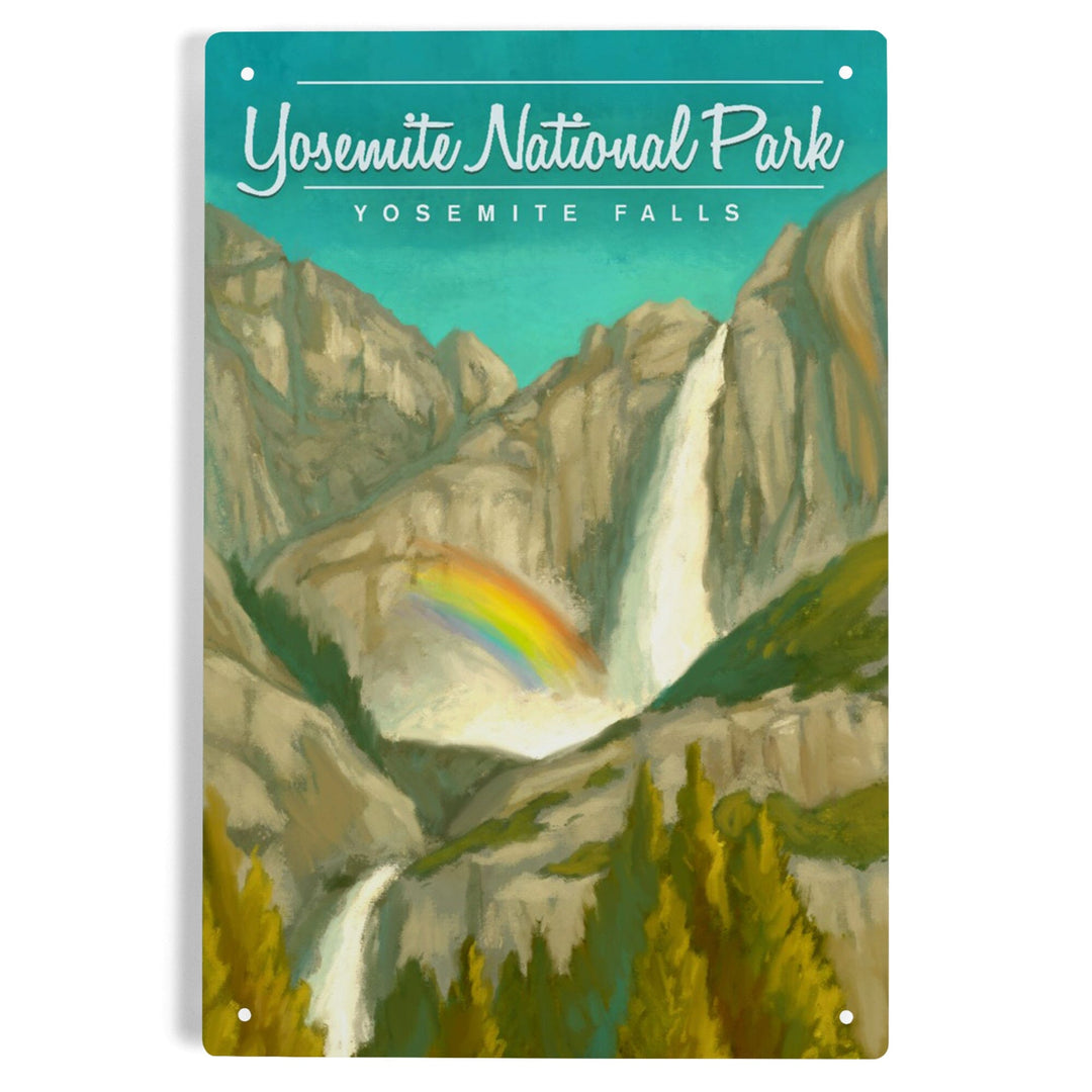 Yosemite National Park, California, Yosemite Falls and Rainbow, Metal Signs Metal Lantern Press 