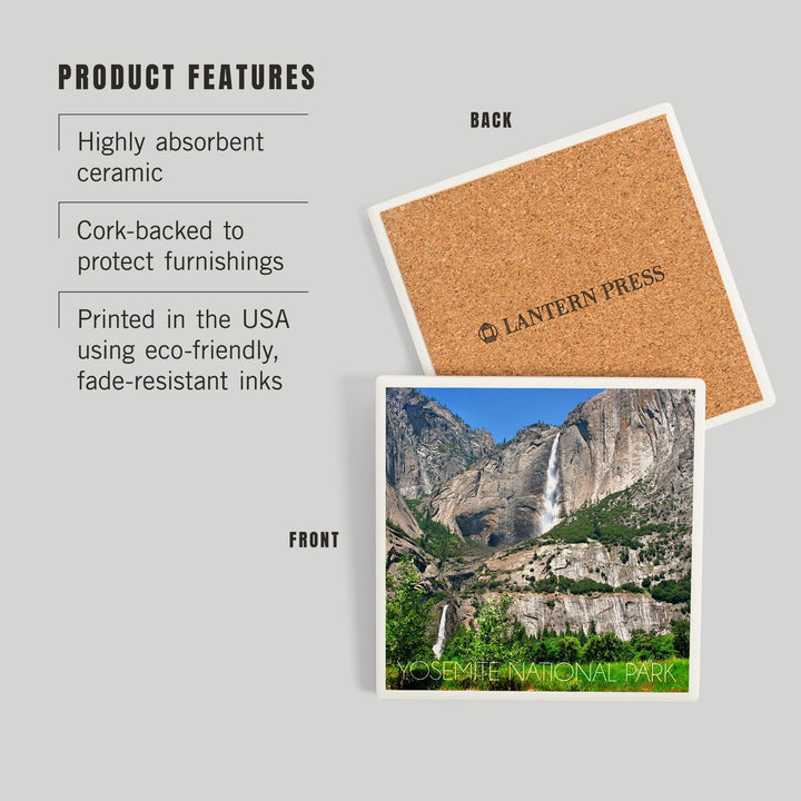 Yosemite National Park, California, Yosemite Falls, Coasters Coasters Lantern Press 