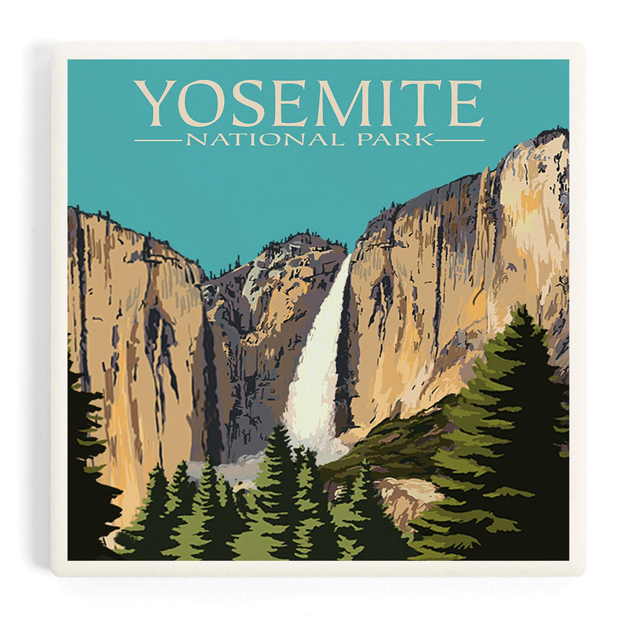 Yosemite National Park, California, Yosemite Falls, Coasters Coasters Lantern Press 