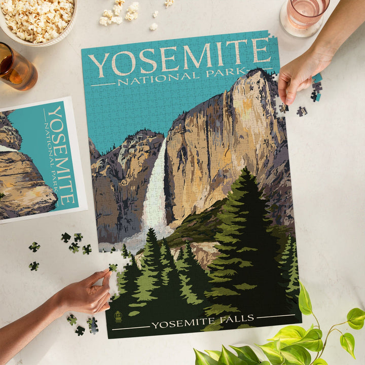 Yosemite National Park, California, Yosemite Falls, Jigsaw Puzzle Puzzle Lantern Press 