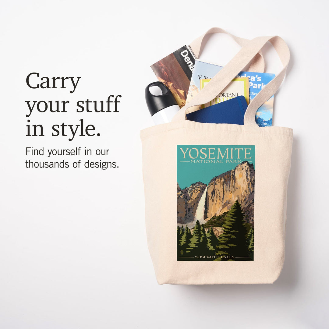 Yosemite National Park, California, Yosemite Falls, Lantern Press Artwork, Tote Bag Totes Lantern Press 
