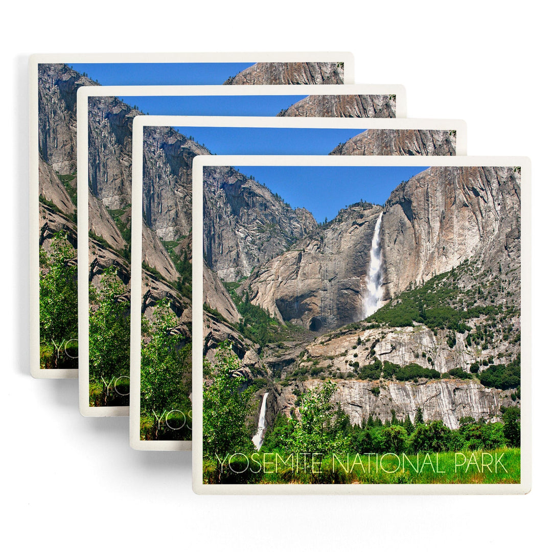 Yosemite National Park, California, Yosemite Falls, Lantern Press Photography, Coaster Set Coasters Lantern Press 