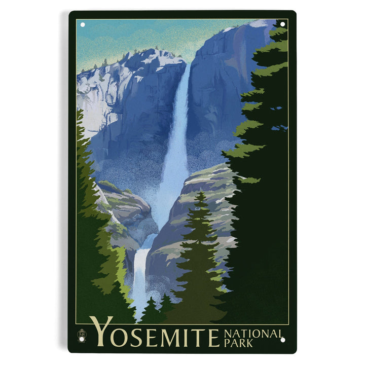 Yosemite National Park, California, Yosemite Falls, Lithography, Metal Signs Metal Lantern Press 