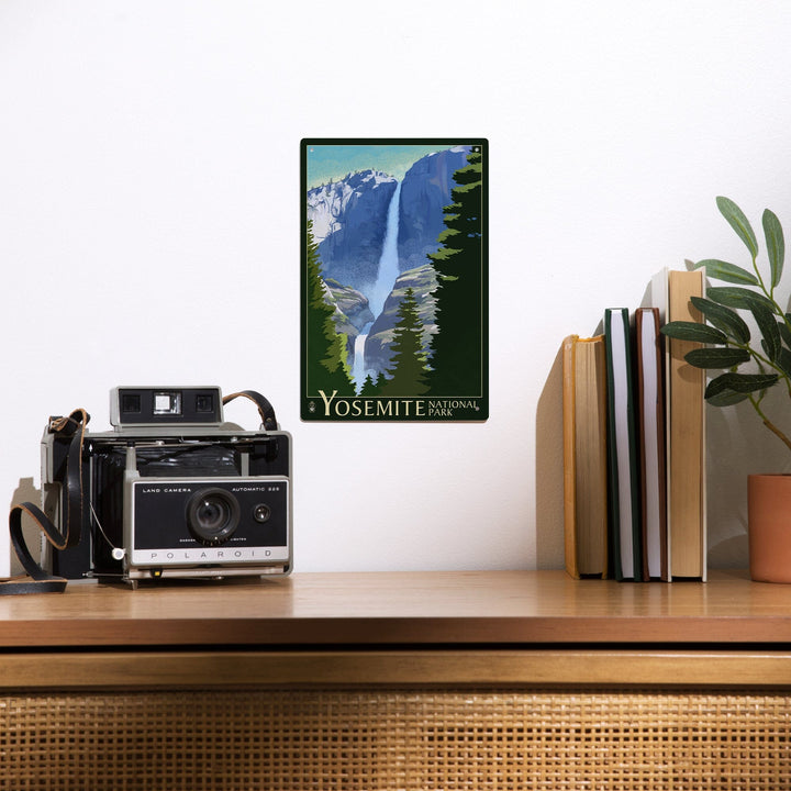 Yosemite National Park, California, Yosemite Falls, Lithography, Metal Signs Metal Lantern Press 