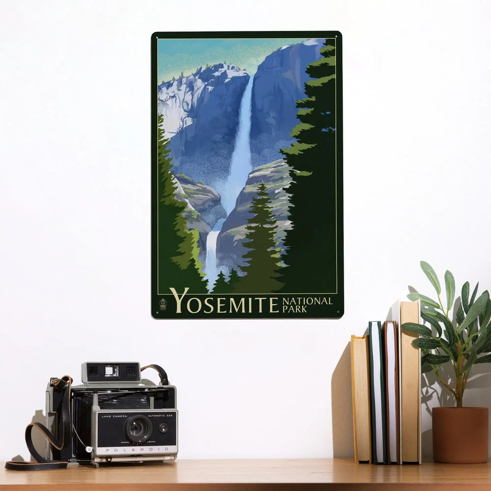 Yosemite National Park, California, Yosemite Falls, Lithography, Metal Signs Metal Lantern Press 