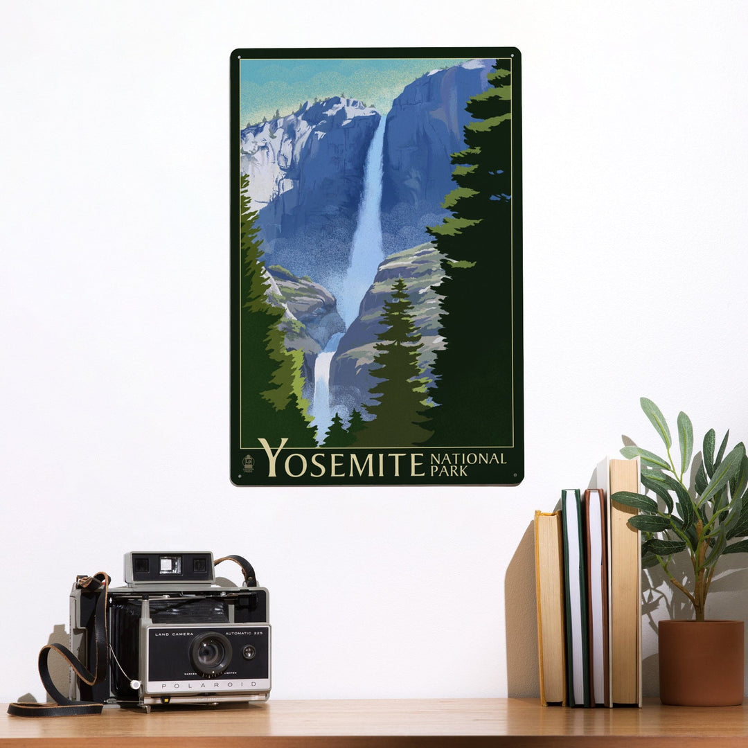 Yosemite National Park, California, Yosemite Falls, Lithography, Metal Signs Metal Lantern Press 