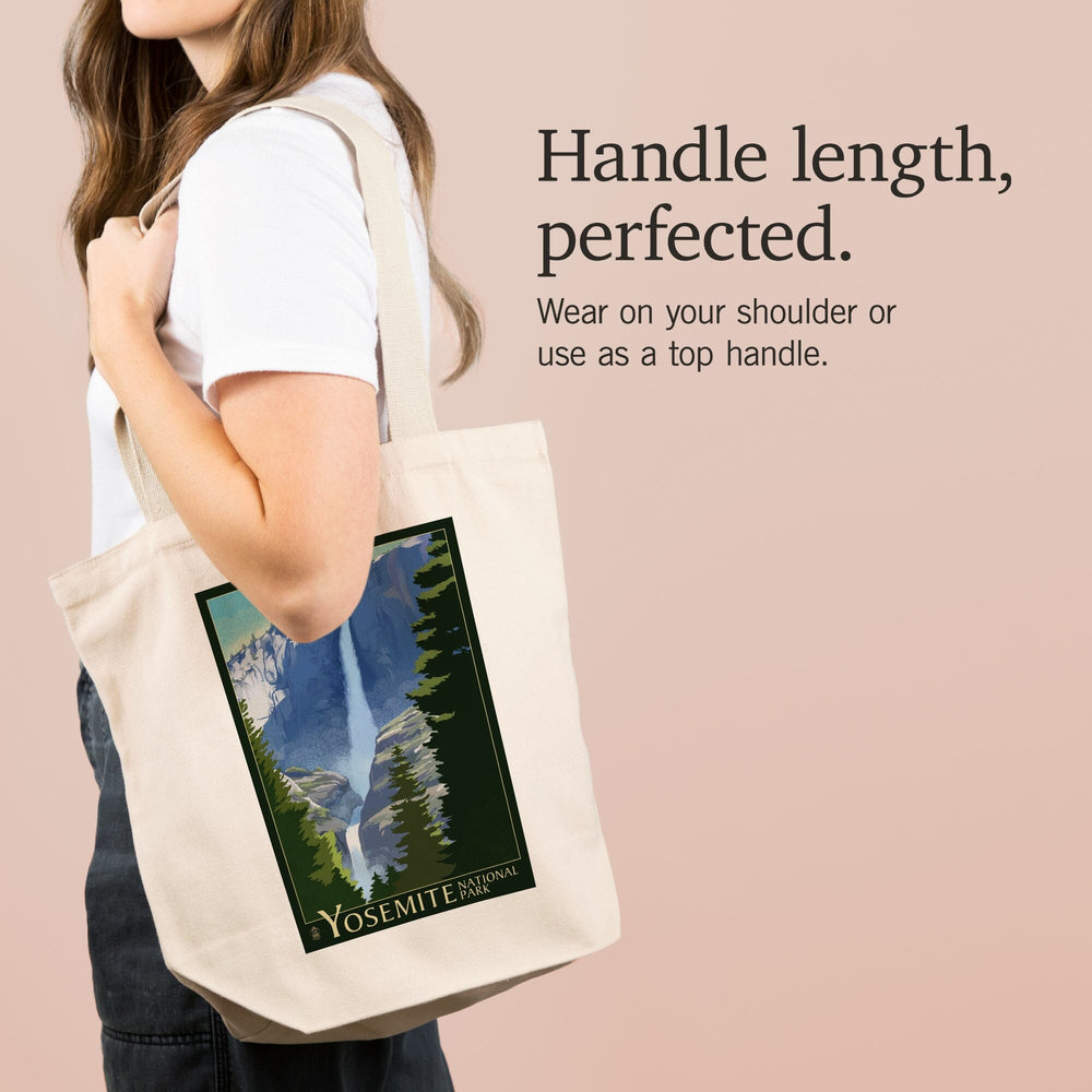 Yosemite National Park, California, Yosemite Falls, Lithography, Tote Bag Totes Lantern Press 