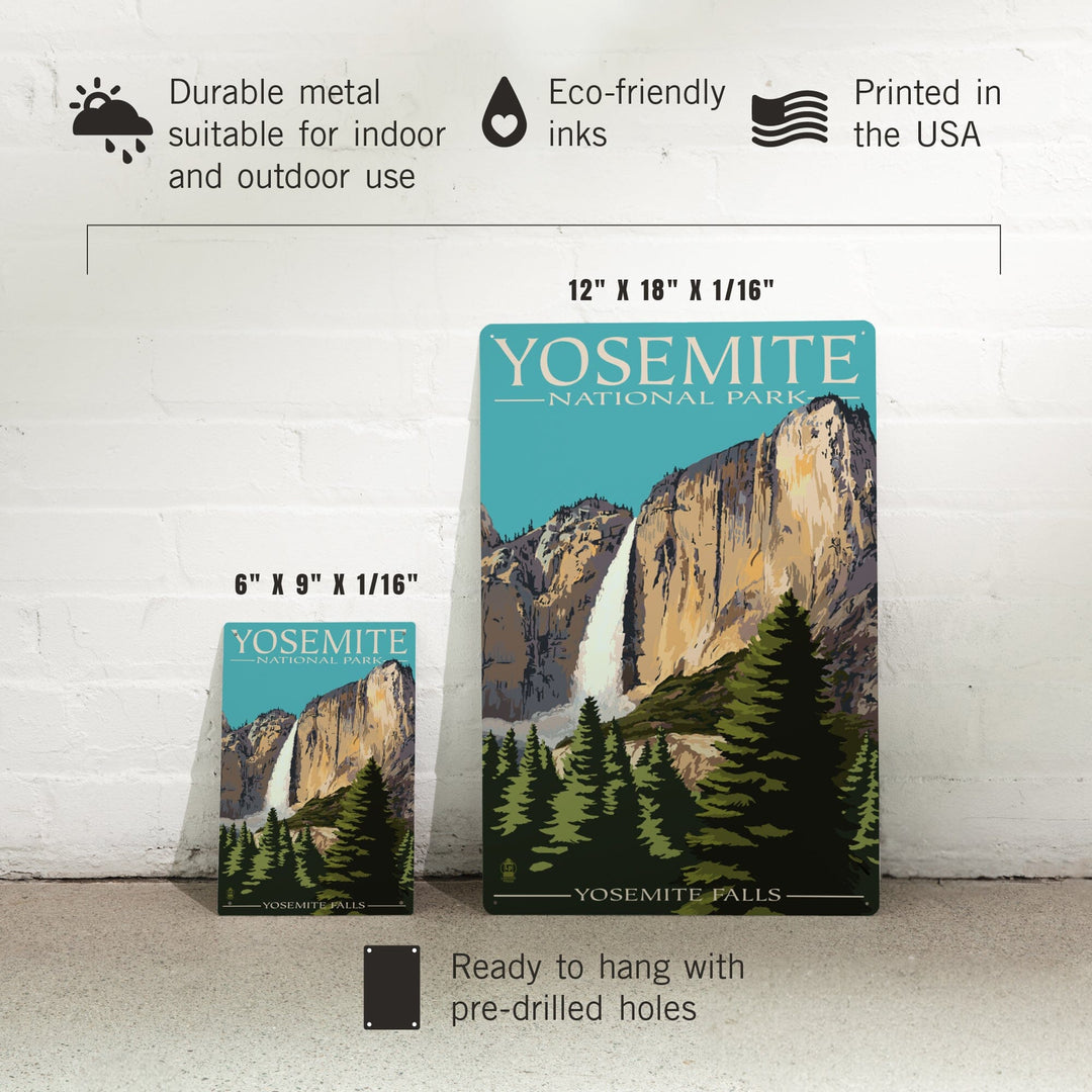 Yosemite National Park, California, Yosemite Falls, Metal Signs Metal Lantern Press 