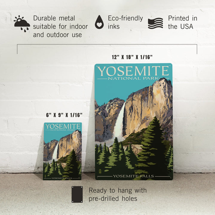 Yosemite National Park, California, Yosemite Falls, Metal Signs Metal Lantern Press 