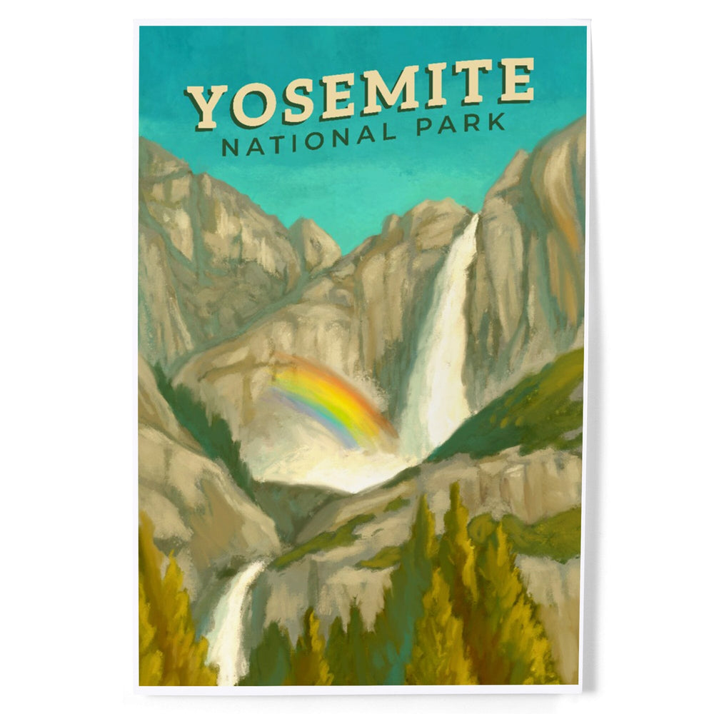 Yosemite National Park, California, Yosemite Falls, Oil Painting, Art & Giclee Prints Art Lantern Press 8 x 12 Art Print 