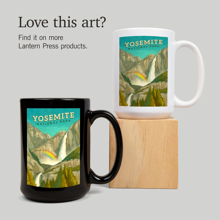 Yosemite National Park, California, Yosemite Falls, Oil Painting, Lantern Press Artwork, Ceramic Mug Mugs Lantern Press 