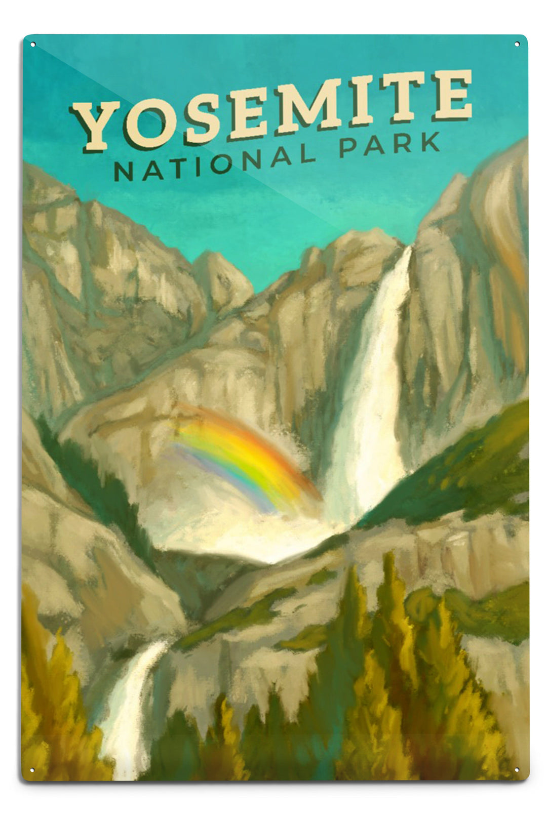 Yosemite National Park, California, Yosemite Falls, Oil Painting, Metal Signs Metal Lantern Press 12x18 Metal Sign 