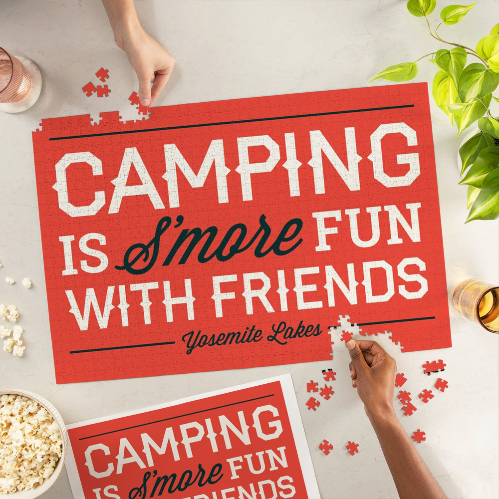 Yosemite National Park, California, Yosemite Lakes, Camping is S'More Fun, Simply Said Puzzle Lantern Press 