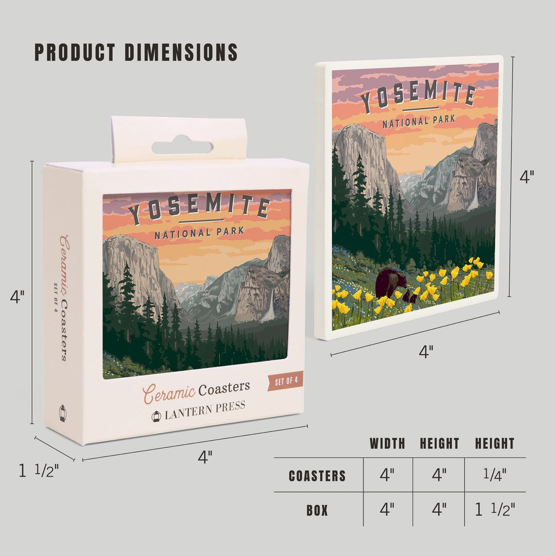 Yosemite National Park, Wildlife and Spring Flowers, Coasters Coasters Lantern Press 